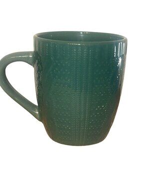 Textured Green Ceramic Mug - Royal Norfolk 4" Tall Microwave & Dishwasher Safe